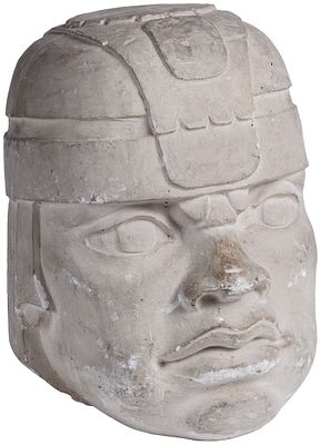 Lorenzo Cascales Ib&aacute;&ntilde;ez (Almer&iacute;a, 20th century) "Inca Head" Plaster Signed 
