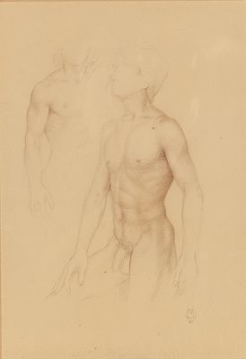Desnudo masculino. Guillermo Mu&ntilde;oz Vera (Concepci&oacute;n, 1956) "Naked man" Drawing 32 
