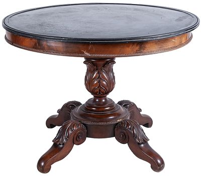 A Louis-Philippe black marble-top mahogany circular coffee table, mid.19th Century 78 x 109 cm 