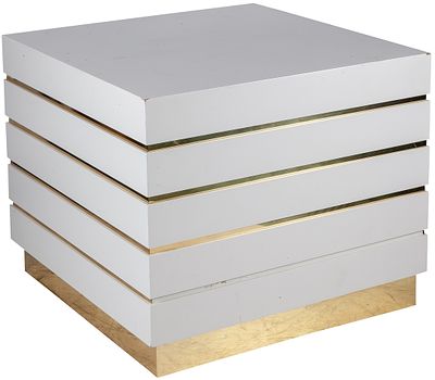 A square white-lacquered formica and gilt-brass side table 73 x 85 cm 100 - 150 €