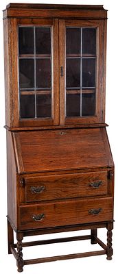 Bur&oacute;-biblioteca ingl&eacute;s de roble 186 x 33 x 73 cm 300 - 400 €