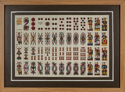 Antique deck of cards manufactured by the Edoardo Pignalosa firm of Naples, c. 1900 37 x 56 cm 