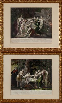 Escenas de Calipso. French School, 18th Century "Scenes of Calypso" Pair of engravings 40 x 45 