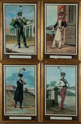 Militares con uniformes antiguos. French School, 19th Century "Military Officers in Period 