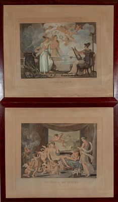 Psyche. Choubard, French School, late 18th century "Psyche" Three hand-colored engravings 33,5 x 