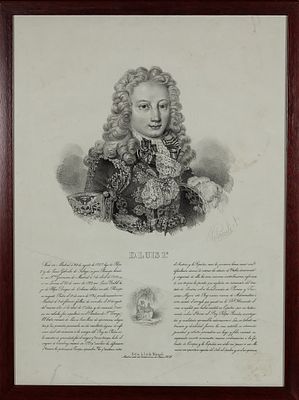 D. Luis I. Cayetano Palmaroli, 19th Century "Louis I of Spain" Lithograph 49 x 35 cm 100 - 150 €