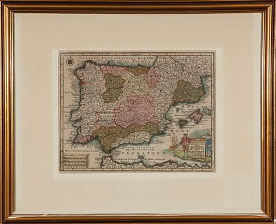Mapa del Reino de Espa&ntilde;a y Portugal. M. Seutter (1678 – 1756); T. C. Lotter (1717 – 1777) "Map 