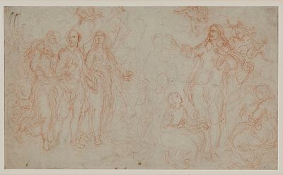 Alegor&iacute;a de Rey. John Massey Wright (London, 1777 – 1866) "Allegory of a King" Sanguine drawing 