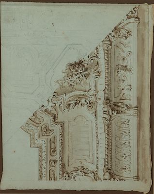 Estudio de arquitectura. Spanish School, 18th Century "Architectural Study" Drawing 24,5 x 18,5 