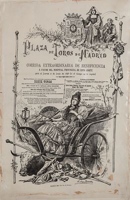 A poster printed on silk "Extraordinary Charity Bullfight", Madrid 1896 58 x 34 cm 50 – 100 €