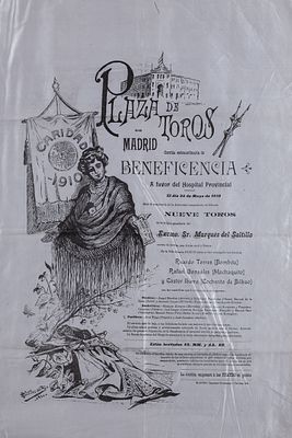 A poster printed on silk "Extraordinary Charity Bullfight", Madrid 1910 54 x 37 cm 50 – 100 €