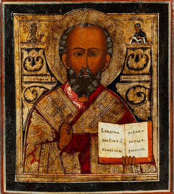 A Russian icon “Saint Nicholas,” painted in tempera on panel, 19th century 27 x 22 cm 250 – 300 €