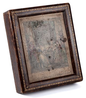 Caja de cuero con grabado. A leather box with engraving 43 x 12 x 35 cm 150 - 200 €