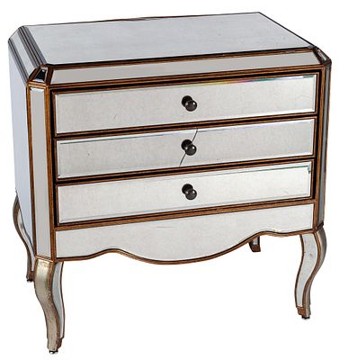 C&oacute;moda de espejos. A Art Deco style mirror commode with curved-leg. One glass broken 80 x 50 x 