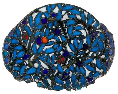 An Art Nouveau leaded-glass window with blue flower decoration, c.1900 48 x 62 cm 300 - 400 €