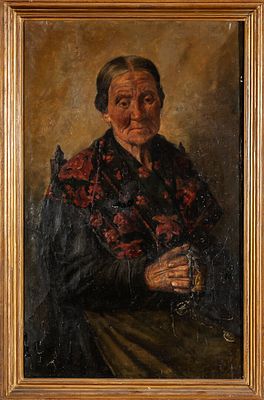 Anciana. Spanish School, 19th Century "Old Woman" Oil on canvas Illegible signature 72 x 44 cm 