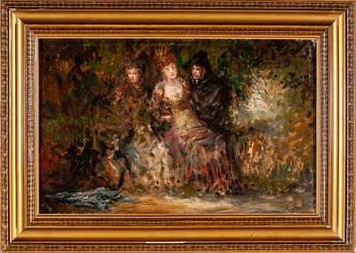 Dos majas. Circle of Eugenio Lucas "Two girls" Oil on canvas 35 x 57 cm 200 - 450 €
