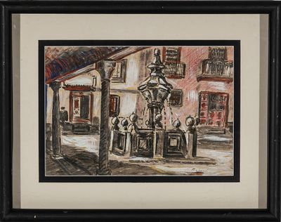 Fuente en la Plaza. Benjam&iacute;n Palencia (Barrax, 1894 - Madrid, 1980) "Fountain in the 