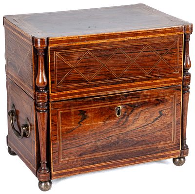 An English rosewood liqueur box with fruitwood stinging. Regency period, early 19th Century 27 