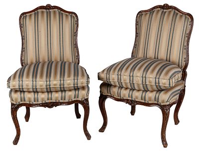 A pair of French Louis XV carved walnut chairs, mid-18th century 88 cm €200 – 400