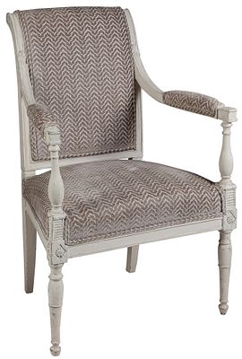 A French Directoire French white-painted carved wood armchair, late 18th Century 90 x 60 x 55 
