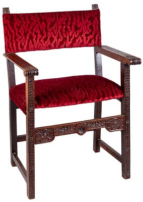 Frailero espa&ntilde;ol de nogal con chambrana tallada 103 x 55 x 68 cm 80 - 150 €