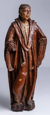 Santo cisterciense de madera tallada, Castilla S.XVI - XVII 43 cm 300 - 600 €