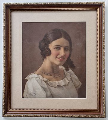 Картина Портрет девушки, Н\Х 1920-1930-е гг. Бумага, смешанная техника. Хорошее состояние. 
