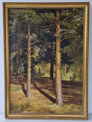 Картина "Пейзаж с соснами", холст, масло, начало XX векаХолст, масло, 79х56 см. (холст), 86х63 