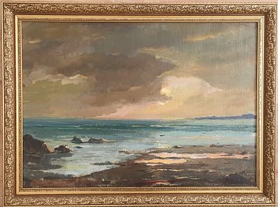 Картина Крымское Побережье, холст\масло н\х , живопись конца XIX - начала XX вв. размер по раме 