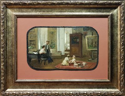 Малышев Михаил Георгиевич (Егорович) (1852-1912) &laquo;Что-то выйдет? Этюд&raquo; Холст на картоне, масло 