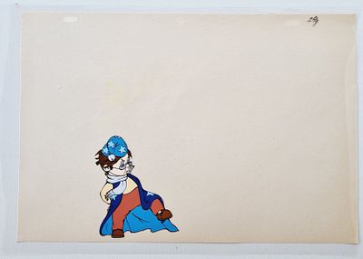 Фаза движения из мультфильма &laquo;Незнайка на Луне&raquo; (1990-е; худ О. Новосёлова). 
СССР, студия &laquo;FAF 