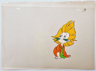 Фаза движения из мультфильма &laquo;Незнайка на Луне&raquo; (1990-е; худ О. Новосёлова). 
СССР, студия &laquo;FAF 