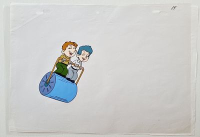 Фаза движения из мультфильма &laquo;Незнайка на Луне&raquo; (1990-е; худ О. Новосёлова). 
СССР, студия &laquo;FAF 