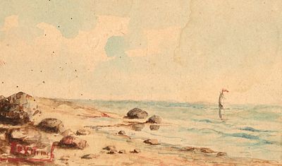 Бехтеев Владимир Георгиевич (1878-1971). Белеет парус... 1920-е гг. Акварель, картон, 5,5&times;9 см. 