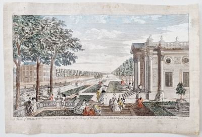 Антикварная гравюра Карта города - Дрезден, Польша - Вид на Бильниц в Саксонии. Европа. Размер: 