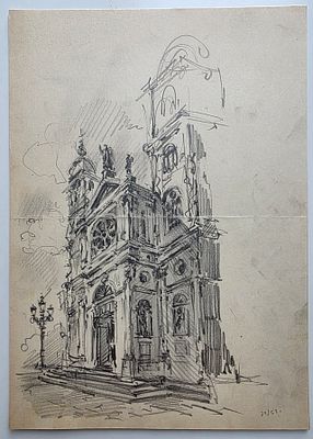 Хапугин Вениамин (г.р.1931 г) "Италия" бумага, карандаш. Размер: 27 х 19 см.