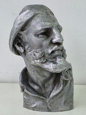 Бюст лидера Фидель Кастро Силумин СССР Ск. Сафронов, оригинал. Высота: 19 см. 
следы бытования