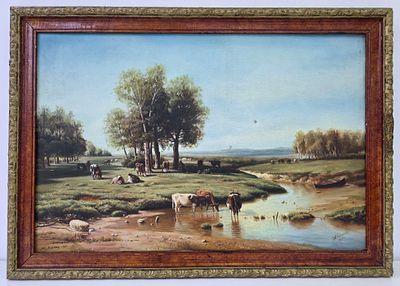 Болычев А. 1953 год Красивая копия картины М.К.Клодт "Стадо у реки в полдень" холст, масло. Разме 