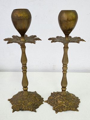 Ажурные красивые подсвечники из латуни, СССР. Высота: 22 см.