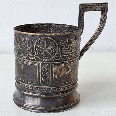 Агитационный подстаканник, металл СССР (1 ЮФ латунь Московский ювелирный) 1930-е года. Размер: 