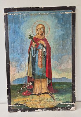 Икона храмовая Святая Параскева Пятница, 75х50 см, живопись 
без реставрации, 19 век