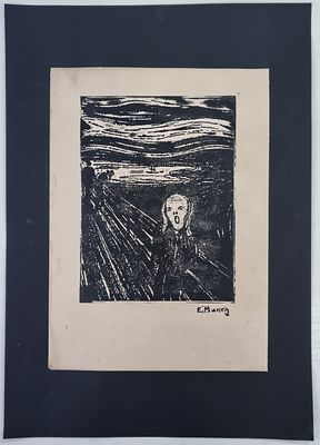 Мунк Э. "Крик" Первая половина ХХ века.Эстамп. . Размер: 42 х 29,5 см. 
размер в свету Размер 