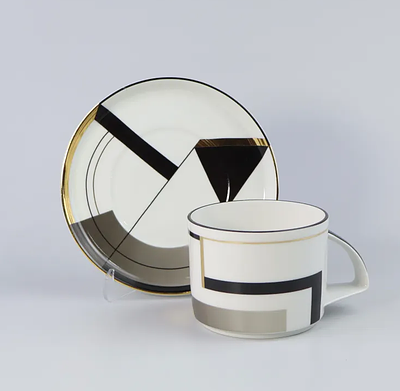 Чайная пара фарфоровая, рисунок "Авангард. Супрематизм". ИФЗ. твердый фарфор. 280 мл. 
