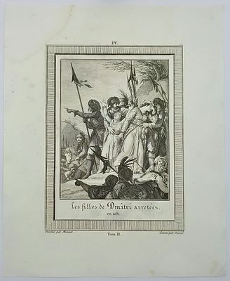 Старинная гравюра. Междоусобная Война, Арест Дочери Дмитрия. 1813 г. Русь Россия, 1281 год 