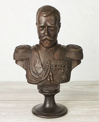 Бюст бронзовый "Николай II (ск. Кох)". Материал – Бронза; Высота- 24см; Ширина- 16см; Вес- 1450г