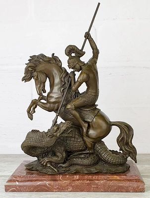 Скульптура бронзовая "Георгий Победоносец". Автop - E.Drouot. Представляeм кpупную скульптуpу 