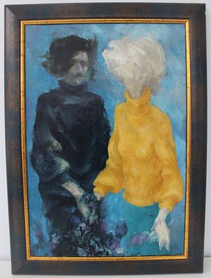 худ.Самойлов А. Картина авангард ДВОЕ, холст\масло
. размер по рамке 59х42 см