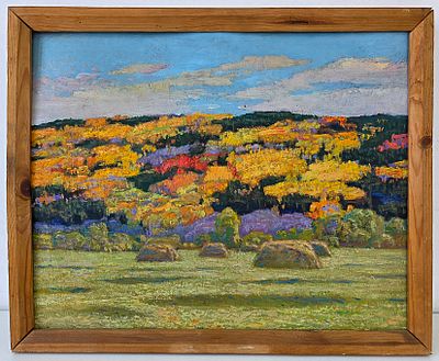 (Красивая Осень) Путинцев Виктор Сергеевич "Высокий бор осенью г. Нолинск " картон, масло. Размер 