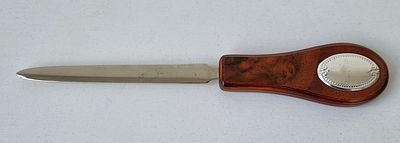 Нож для писем, накладка серебро 925 пр 
Длина: 25 см.